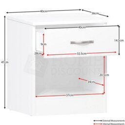 Modern White Bedroom Furniture Set (Bedside, Chest Of Drawers, Wardrobe) - thumbnail 2