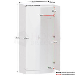 Modern White Bedroom Furniture Set (Bedside, Chest Of Drawers, Wardrobe) - thumbnail 4