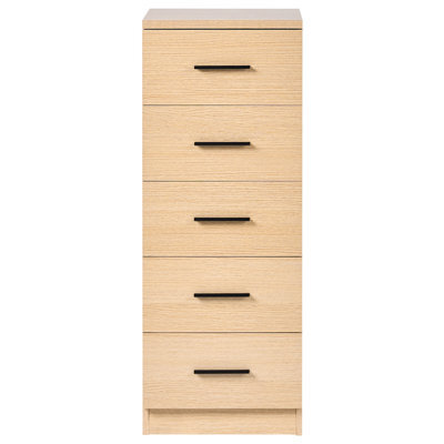 Wyld And Coco Nordicnest Black Five-Drawer Chest - Mdf, Melamine Finish, Scandinavian Design - 40 X 40 X 105 Cm - image 1