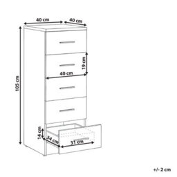 Wyld And Coco Nordicnest Black Five-Drawer Chest - Mdf, Melamine Finish, Scandinavian Design - 40 X 40 X 105 Cm - thumbnail 4