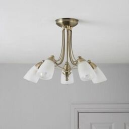 Venus Brushed Glass & Metal Gold Effect 5 Lamp Ceiling Light - thumbnail 2