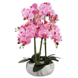 Leaf 60Cm Orchid Artificial Pink Marble Effect Ceramic Planter - thumbnail 1