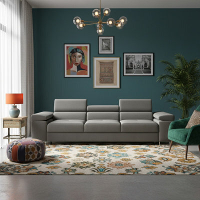 Torezio 3 Seater Sofa Bed With Adjustable Headrests And Dolphin Pull Out Mechanism Grey - image 1