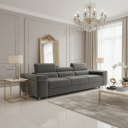 Torezio 3 Seater Sofa Bed With Adjustable Headrests And Dolphin Pull Out Mechanism Grey - thumbnail 2