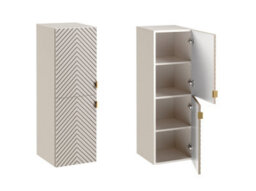 Impact Furniture Bathroom Furniture Set Wall Hung Cabinets Beige 600mm Vanity Sink Unit With Basin Tallboy Fluted Cara - thumbnail 5