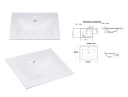 Impact Furniture Bathroom Furniture Set Wall Hung Cabinets Beige 600mm Vanity Sink Unit With Basin Tallboy Fluted Cara - thumbnail 7
