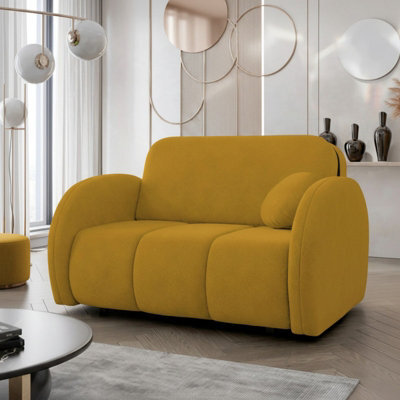 Viva Comfy Ii Mustard 2 Seater Sofa Bed With Storage Foam Mattress And Metal Legs 132X103X85Cm - image 1