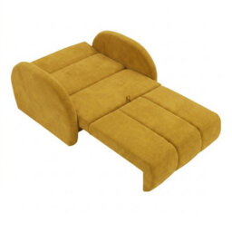 Viva Comfy Ii Mustard 2 Seater Sofa Bed With Storage Foam Mattress And Metal Legs 132X103X85Cm - thumbnail 3