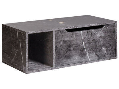 Wyld And Coco Black Marble Wall-Mounted Bathroom Cabinet 80 X 40 Cm Fluted Front - image 1