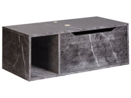 Wyld And Coco Black Marble Wall-Mounted Bathroom Cabinet 80 X 40 Cm Fluted Front - thumbnail 1