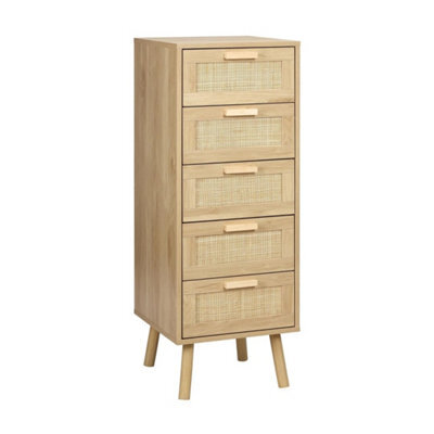 Natural Rattan 5 Drawer Chest 40X39.5X108Cm - image 1