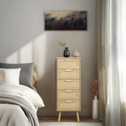 Natural Rattan 5 Drawer Chest 40X39.5X108Cm - thumbnail 6