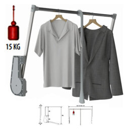Pull Down Clothes Rail For Wardrobe Clothes Hanging Rail Lift  - Soft Close - 15Kg - 750-1150mm - Anthracite By Decoranddecor - thumbnail 3