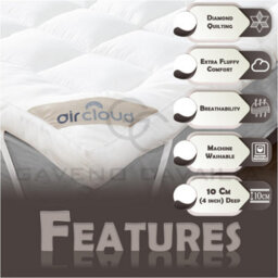 "Gaveno Cavailia Hotel Quality Mattress Topper Super King Bed 10Cm, Quilted Mattress Toppers Elasticated Corner Straps, 4"" Inches - 198 X 203 Cm" - thumbnail 2