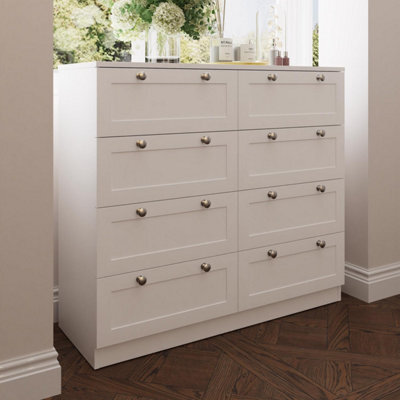 Fwstyle Artus Chest Of Drawers 8 Drawer White Sideboard Deep Storage - image 1