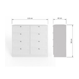 Fwstyle Artus Chest Of Drawers 8 Drawer White Sideboard Deep Storage - thumbnail 7