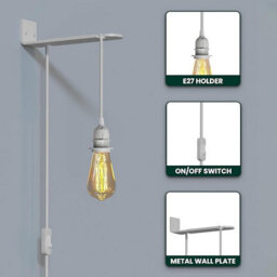 Plug-In Pendant Light Pendant Light On/off Switch 4.5M Cable With Wall Mounted Bracket  Lamp Light For Living Room - thumbnail 2