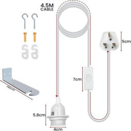 Plug-In Pendant Light Pendant Light On/off Switch 4.5M Cable With Wall Mounted Bracket  Lamp Light For Living Room - thumbnail 3