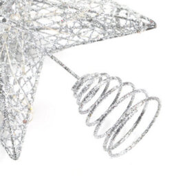 Darphe Silver Iron Art Christmas Tree With Led Lights And Glitter, Topped With A Star - thumbnail 8