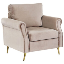 Beliani  Armchair Vietas Velvet Taupe