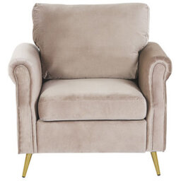 Beliani  Armchair Vietas Velvet Taupe - thumbnail 4
