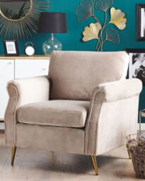 Beliani  Armchair Vietas Velvet Taupe - thumbnail 2