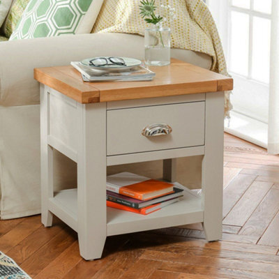 The Furniture Market Downton Grey Painted 1 Drawer Lamp Side Table Telephone Table Slim Hallway Console Table Living Room & Entryway - image 1