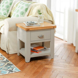 The Furniture Market Downton Grey Painted 1 Drawer Lamp Side Table Telephone Table Slim Hallway Console Table Living Room & Entryway - thumbnail 2