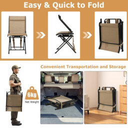 Costway Swivel Hunting Chair Foldable 360 Free Rotation Chair Spin Chair W/ Mesh Back - thumbnail 7