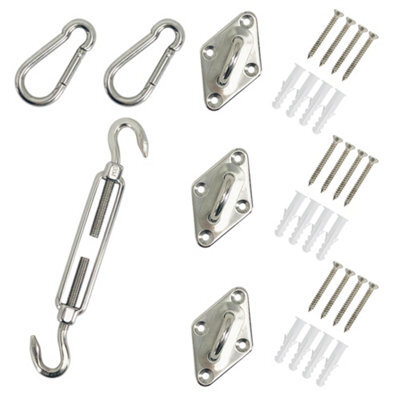 SunDaze Stainless Steel Shade Sail Hardware Kit Triangle Sun Shade Fixings Installation Accessories - image 1