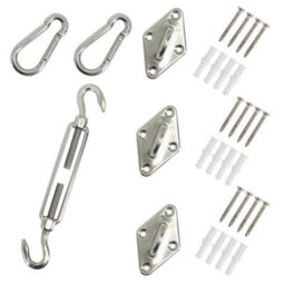 SunDaze Stainless Steel Shade Sail Hardware Kit Triangle Sun Shade Fixings Installation Accessories - thumbnail 1