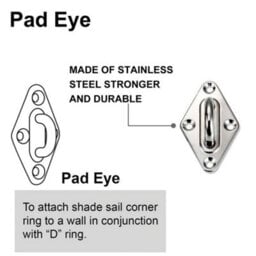SunDaze Stainless Steel Shade Sail Hardware Kit Triangle Sun Shade Fixings Installation Accessories - thumbnail 3