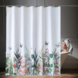 Neel Blue Wildflower Shower Curtain Polyester Mould & Mildew Resistant With 12 Curtain Hook 180Cm X 180Cm - thumbnail 7