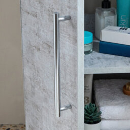 Homestylestore 600mm Concrete Grey Floorstanding Bathroom Vanity Unit And Chrome T Bar Handle - thumbnail 3