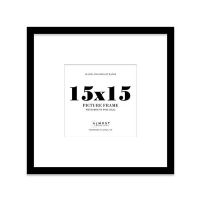 "15X15"" Black Picture Frame - 15X15"" Square Frame With 12X12"" Mount For 15X15""/12X12"" Pictures Art Deco Style Room Decor, 1 Pack" - image 1