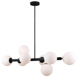 Luminosa Lighting Luminosa Modern Hanging Pendant Black 8 Light  With White Shade, G9 - thumbnail 2