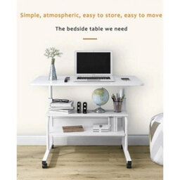 Over Bed Chair Table 60Cm , Height Adjustable Mobile For Bedroom Living Room - thumbnail 3