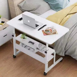 Over Bed Chair Table 60Cm , Height Adjustable Mobile For Bedroom Living Room - thumbnail 4