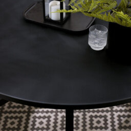 Furniturebox Uk Nanterre Black Metal Dining Table: Round Top & Tempered Glass - thumbnail 2