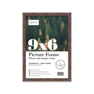 9X6 Walnut Picture Frame (22.9 X 15.2Cm) Poster, Photo, Artwork, Gallery Wall Or Print - image 1