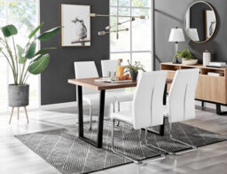 Furniturebox Uk Kylo Brown Wood Effect Dining Table & 4 White Lorenzo Chairs - thumbnail 1