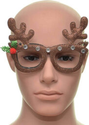 Shatchi Novelty Glitter Brown Reindeer Antlers Christmas Glasses Christmas Party Props - thumbnail 2