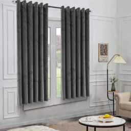 Oxford Homeware Eyelet Velvet Curtains Charcoal Fully Lined Blackout Thermal Insulated Eyelet Curtains Pair (W)168Cm X (L)137Cm - thumbnail 8