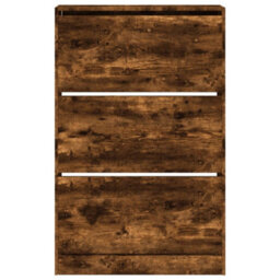 Berkfield Shoe Cabinet Smoked Oak 80X21X125.5 Cm Engineered Wood - thumbnail 5