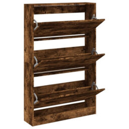 Berkfield Shoe Cabinet Smoked Oak 80X21X125.5 Cm Engineered Wood - thumbnail 2