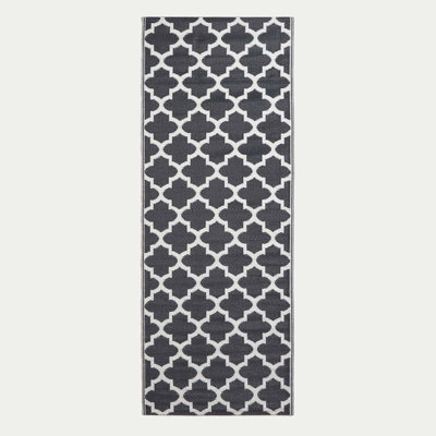 Homescapes Luxury Outdoor Rug Runner Waterproof Reversible For Garden, 120 X 186 Cm, Black & White, Nola Geometric - image 1