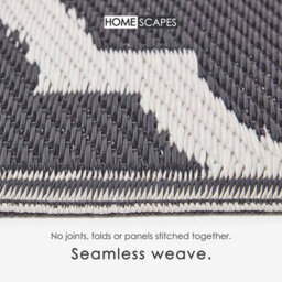 Homescapes Luxury Outdoor Rug Runner Waterproof Reversible For Garden, 120 X 186 Cm, Black & White, Nola Geometric - thumbnail 4