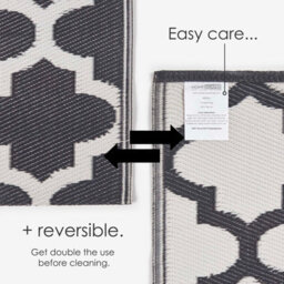 Homescapes Luxury Outdoor Rug Runner Waterproof Reversible For Garden, 120 X 186 Cm, Black & White, Nola Geometric - thumbnail 6
