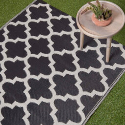 Homescapes Luxury Outdoor Rug Runner Waterproof Reversible For Garden, 120 X 186 Cm, Black & White, Nola Geometric - thumbnail 2