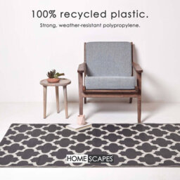 Homescapes Luxury Outdoor Rug Runner Waterproof Reversible For Garden, 120 X 186 Cm, Black & White, Nola Geometric - thumbnail 3